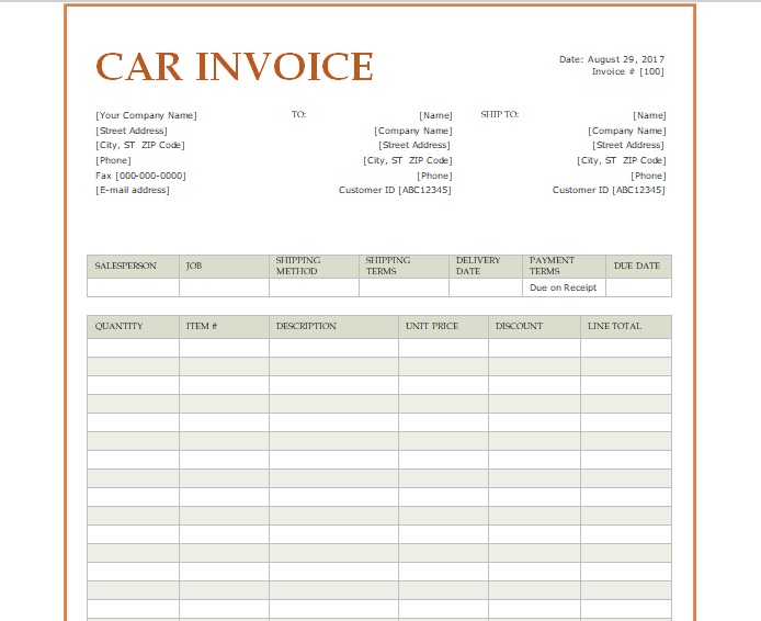 receipt template doc