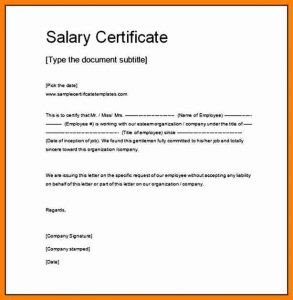 receipt template doc salary certificate word format