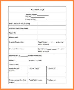 receipt template free hotel receipt format hotel bill receipt template free word download