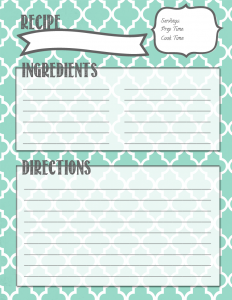 recipe book template recipe