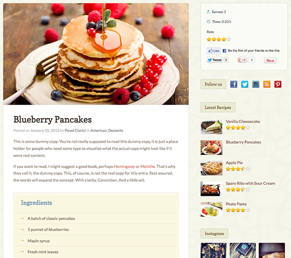 recipe page templates