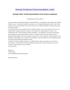 recommendation letter for employee recommendation letter for former employee free cover letter for letter of recommendation former employee