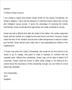 recommendation letter for scholarship letter of recommendation for scholarship from friend