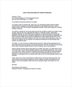 recommendation letter for scholarship letter of recommendation for student scholarship