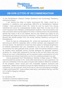 recommendation letter for students ob gyn letter of recommendation sample