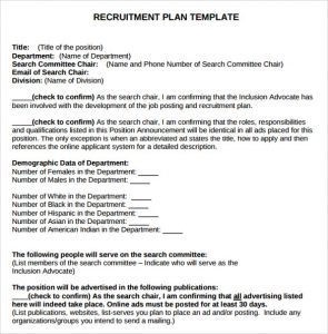 recruitment plan templates recruitment plan template