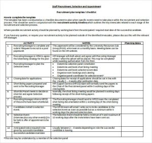 recruitment plan templates recruitment plan template checklist doc format free download