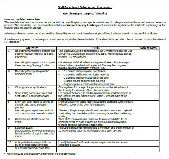 recruitment plan templates