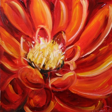 red flower painting