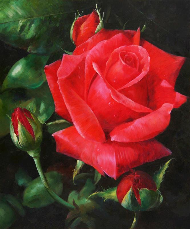 red flower painting