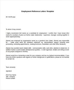 reference letters for employment employment reference letters template