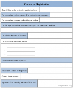 registration form template contractor registration form