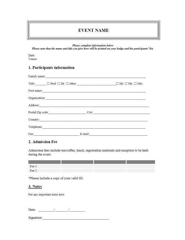 registration form template free