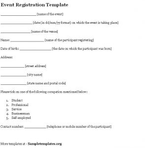 registration form template free event registration template