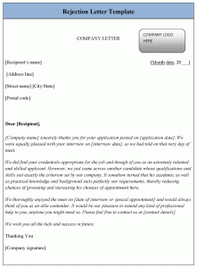 rejection letter template rejection letter template sample