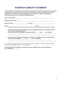 release of liability form pdf hands of compassion mission trip packet