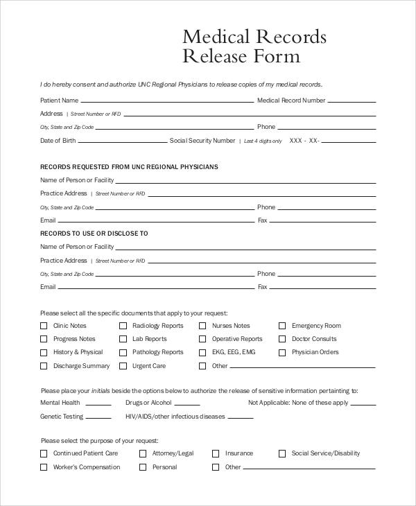 release of medical records form