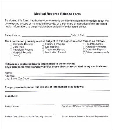 release of records form