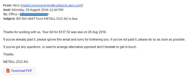 reminder email sample