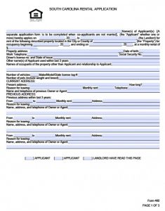 rent application form south carolina rental application x