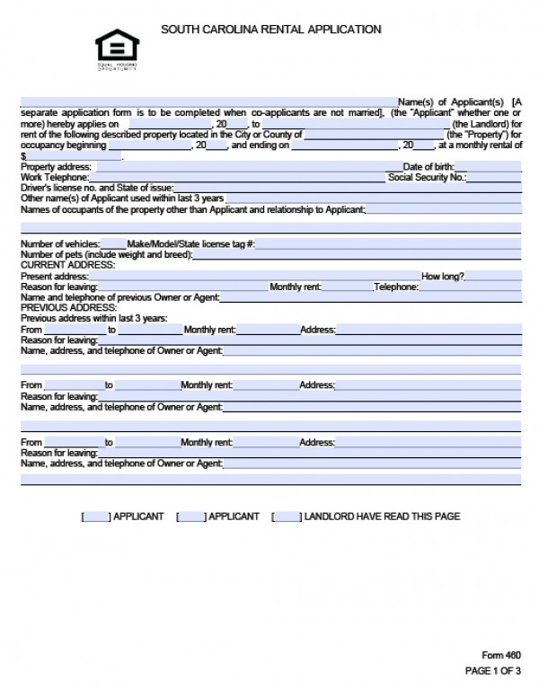 rent application form