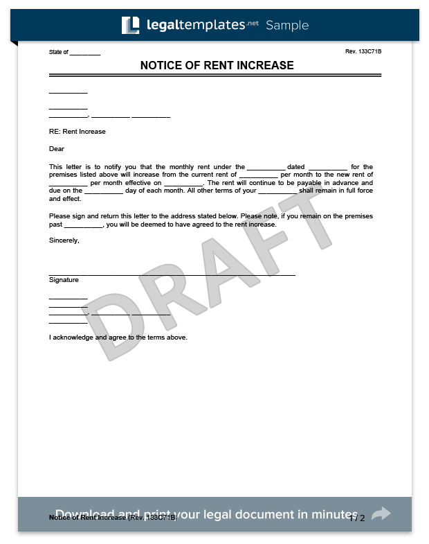 rent increase letter template