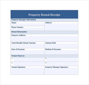 rent paid receipt property rent receipt template