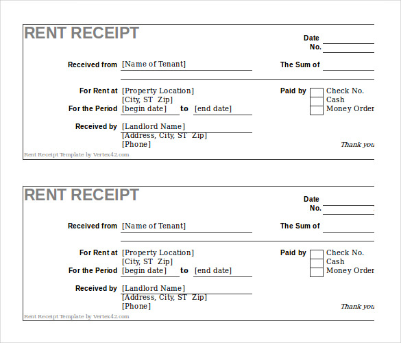 Simple Rent Receipt Template Free Download