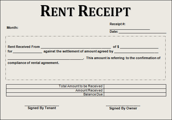 Rent Receipt Sample Template Business
