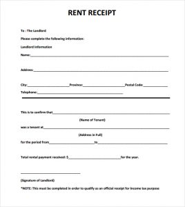 rent receipt sample rent receipt template image