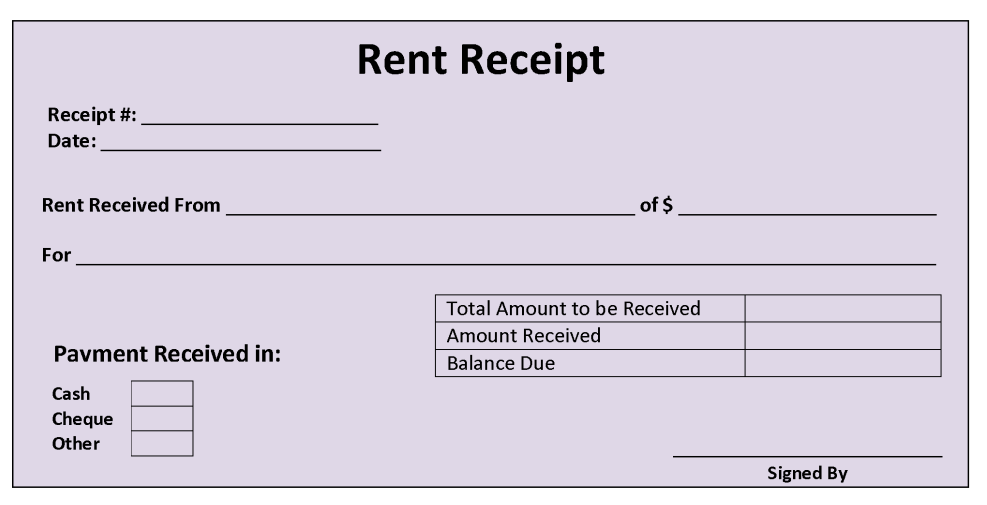 rent receipt sample