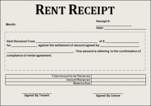 rent receipt template rent receipt example