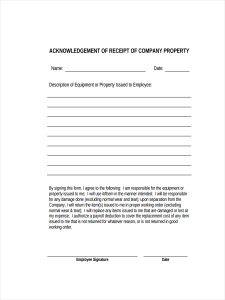 rent receipts forms acknowledgement receipt of property