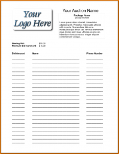 rent receipts forms silent auction bid sheet silent auction bid sheet template