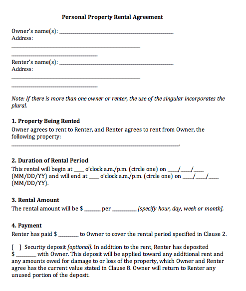 rental agreement doc