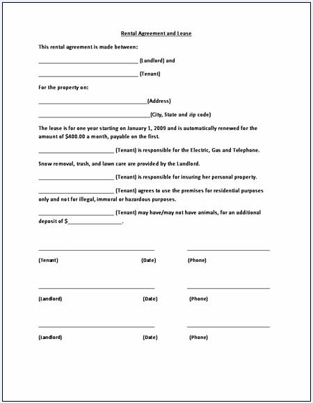 Rental Agreement Format Template Business