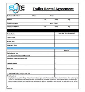 rental agreement forms general trailer rental agreement