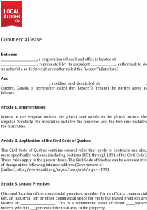 rental agreement month to month quebec commercial lease agreement form