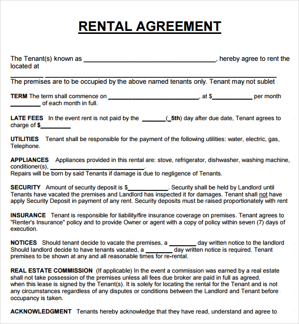 rental agreement template word