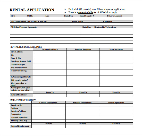 rental application form free