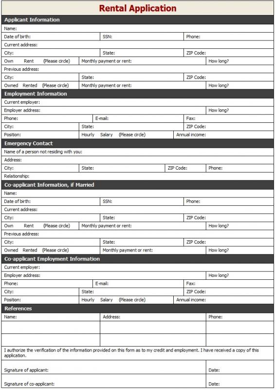 rental application form free