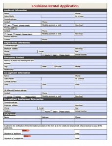 rental application form word louisiana rental application template x