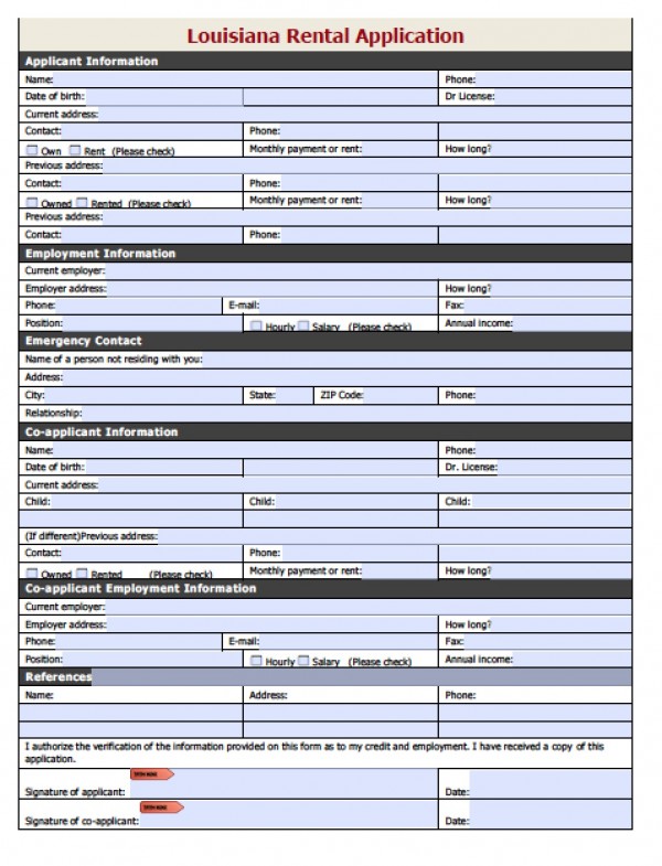 rental application form word