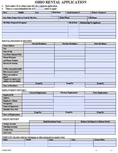 rental application form word ohio rental application template x