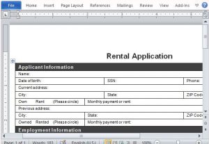 rental application form word ready to print rental application form