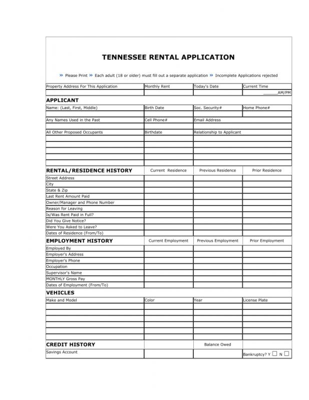 rental application form word