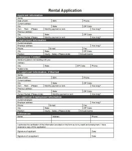 rental application template rental application template