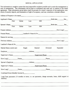 rental application template rental application template