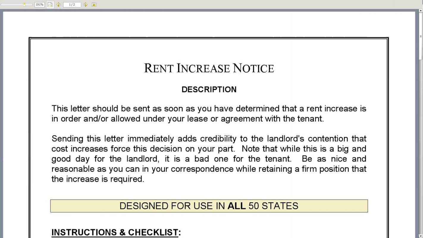 rental increase letter