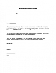 rental increase letter rent increase letter pdf